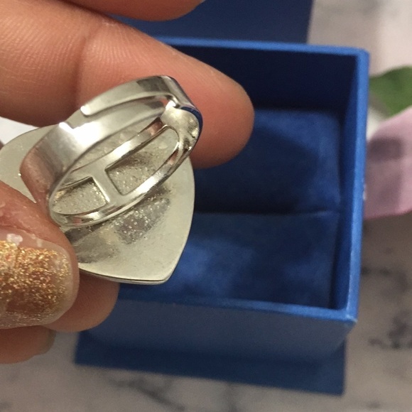 Oversized Blue Heart 90s Statement Adjustable Ring - Picture 4 of 5